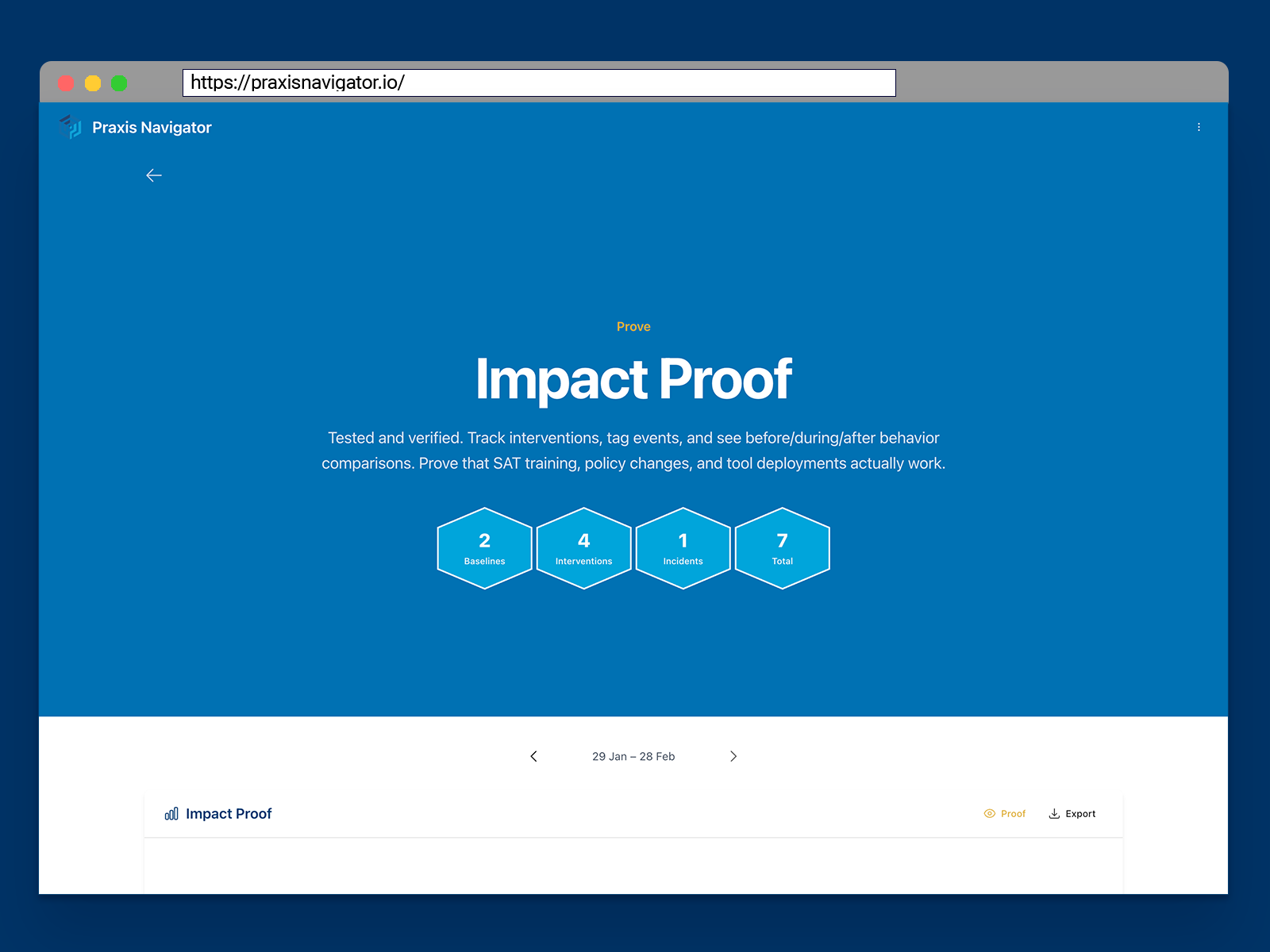 Impact Proof before/after behavior comparison