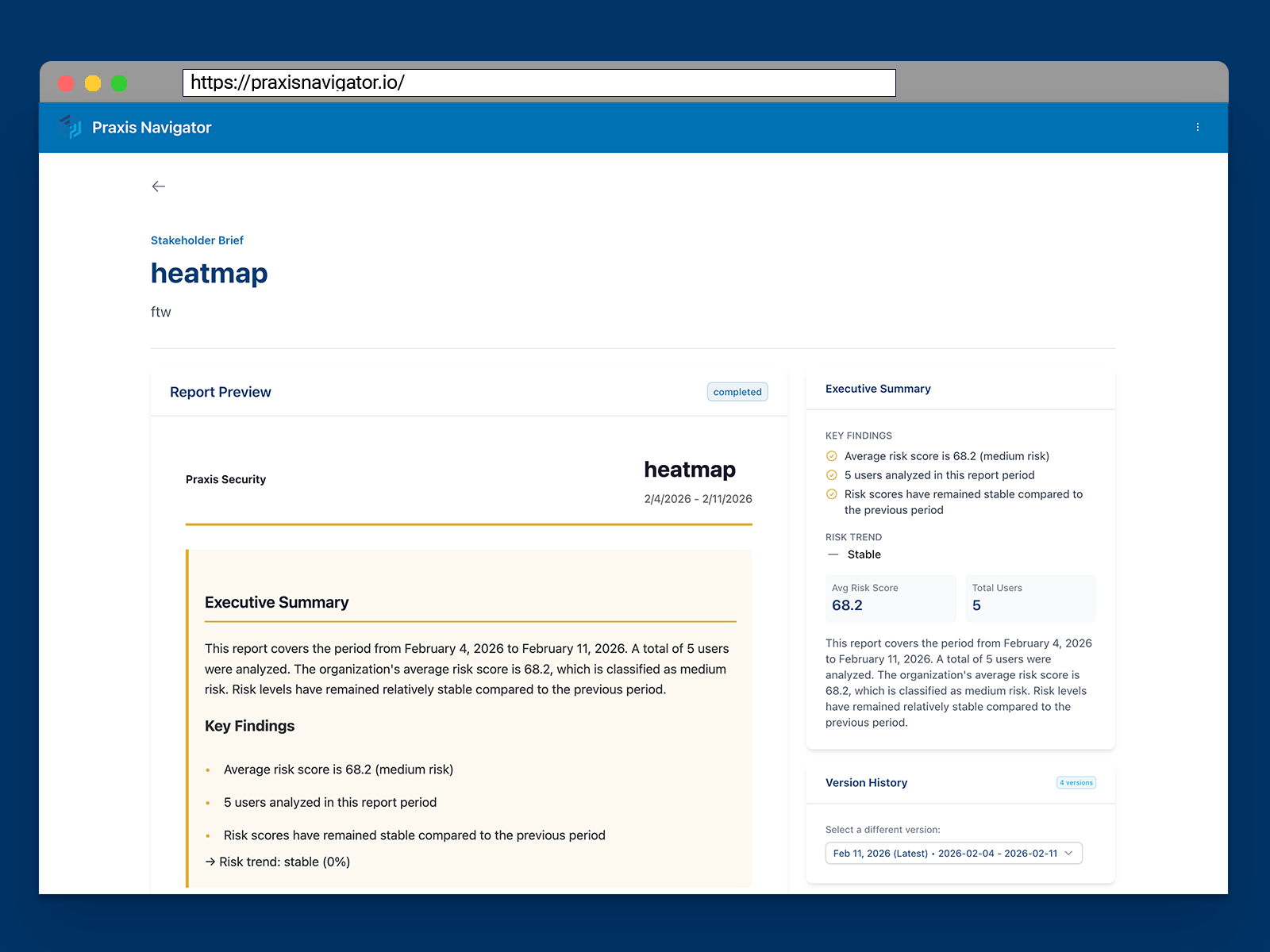 Stakeholder Brief report template configuration